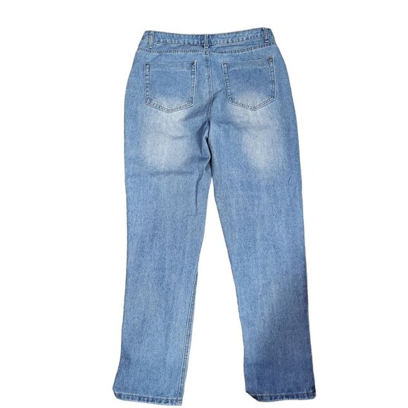 Nasty Gal Womens Size 10 Girl Talk Distressed Shredded Mom Jeans Light Wash - Picture 2 of 10